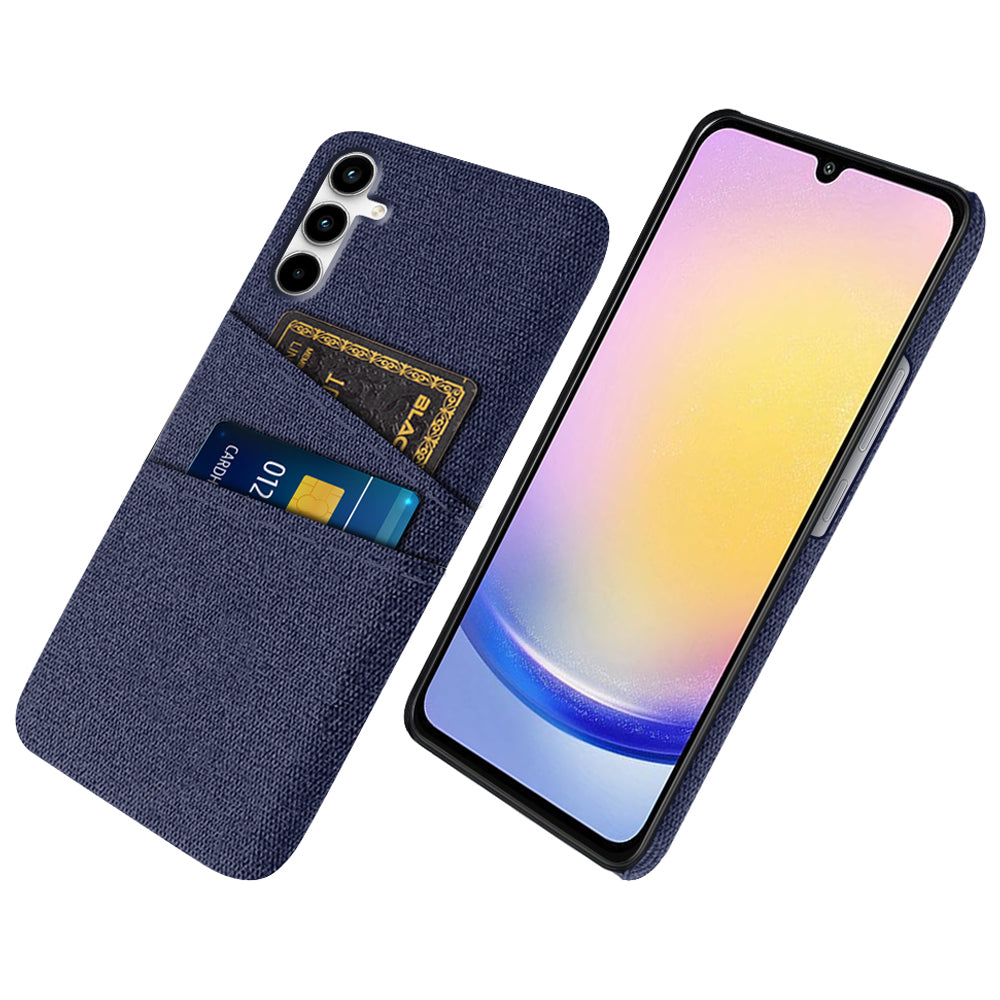 For Samsung Galaxy A25 5G (Global) (161.0 x 76.5 x 8.3mm) Case 2 Card Slots Cloth+PC Hard Protective Cover For Samsung Galaxy A25 5G (Global) (161.0 x 76.5 x 8.3mm) Case 2 Card Slots Cloth+PC Hard Protective Cover